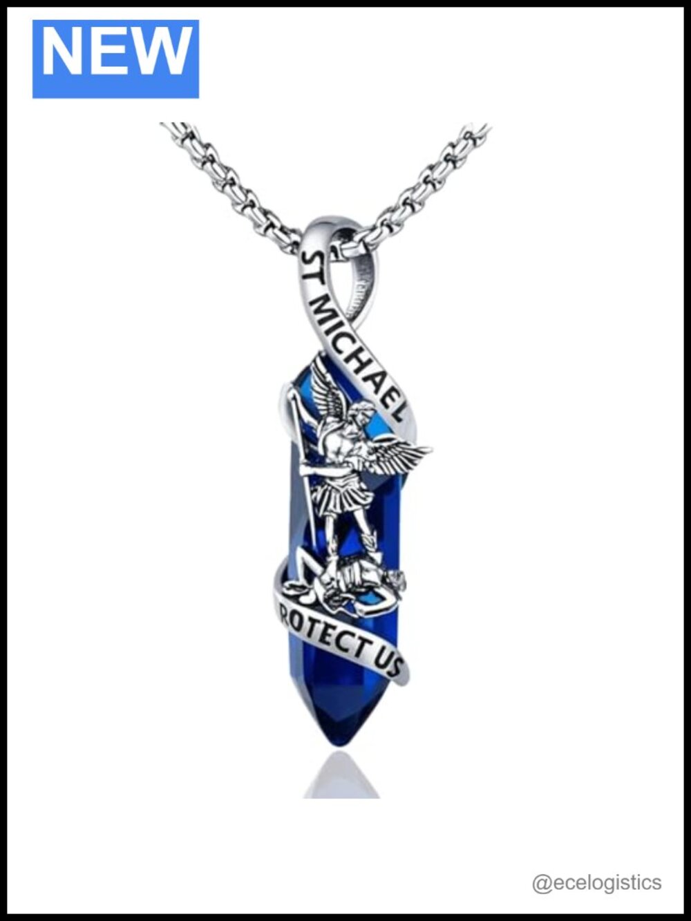 Saint Michael Pendant Necklace 925 Sterling Silver Stainless Steel Chain